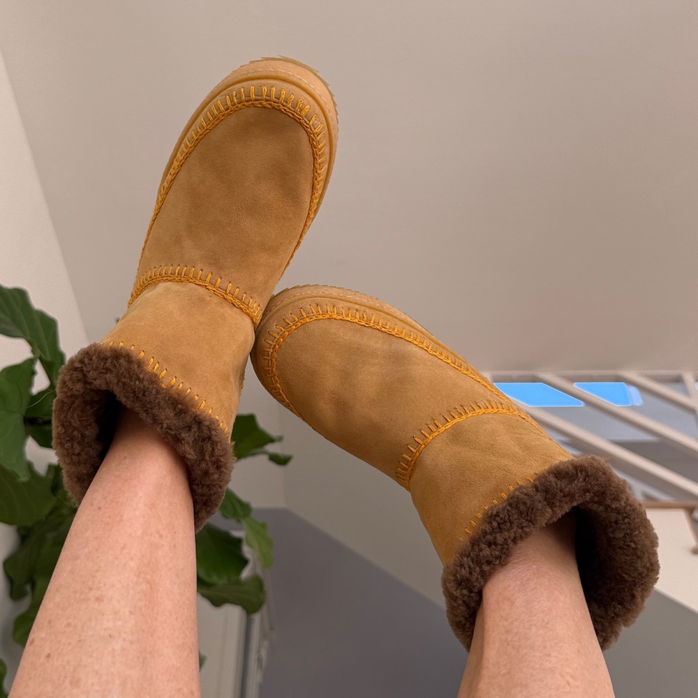 Free people NWT Laidback London Shearling Nyali Croquet camel suede Ankle Boot 🙏 - Picture 10 of 12